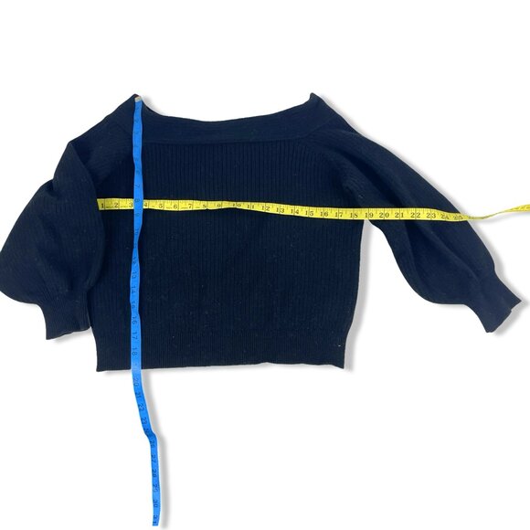 Anthropologie MOTH Off-Shoulder Balloon Sleeve Rib Knit Sweater (M) - Picture 7 of 7